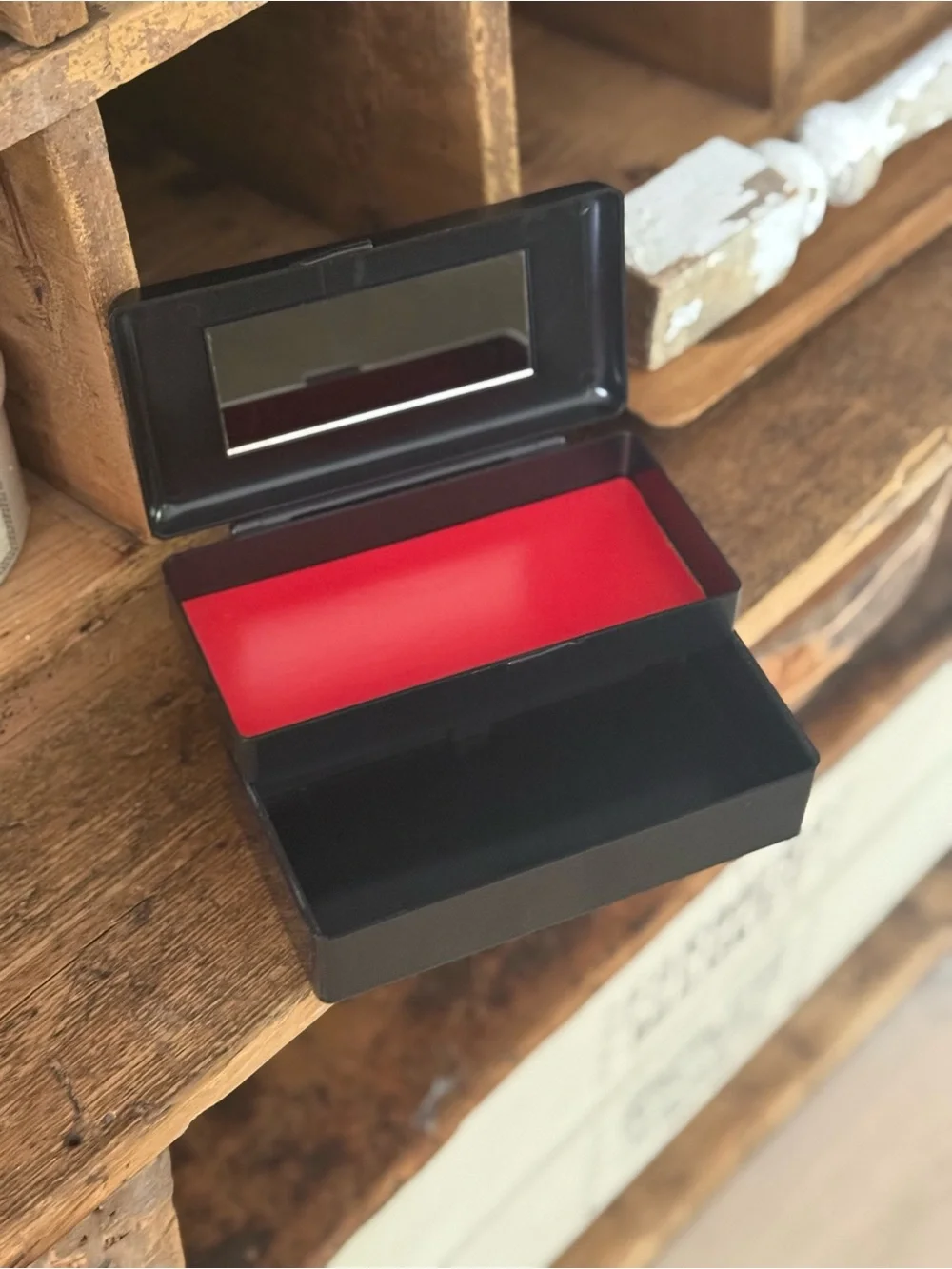 Vintage Asian Black Floral Lacquered Jewelry Box